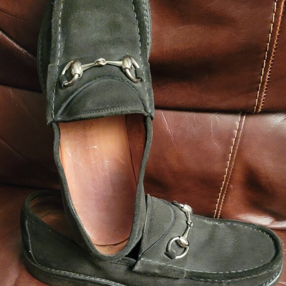 AUTHENTIC Vintage 90's Men's BLACK SUEDE HORSEBIT GUCCI Loafers SIZE 8D - Picture 12 of 16